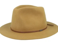 Wesley Packable Golden Brown Fedora - Brixton