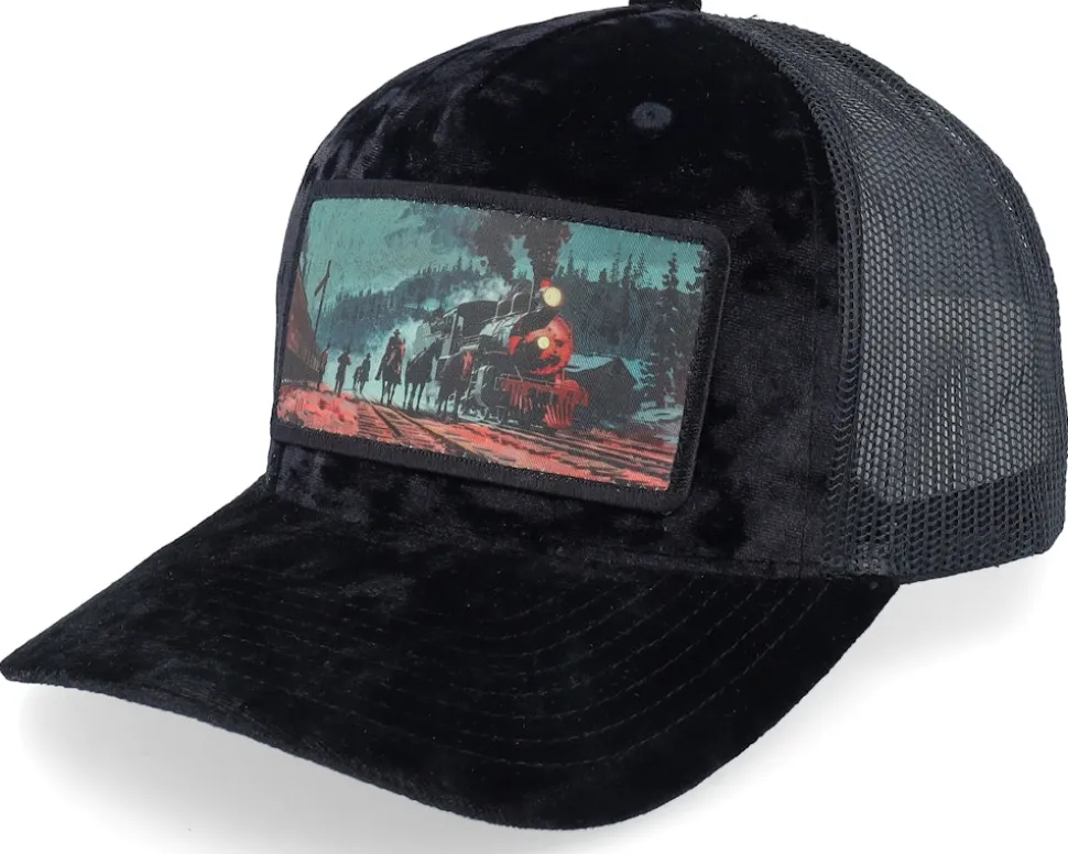 Western Outlaws & Cowboys Velvet Red/Black A-frame Trucker - Calza Pennello