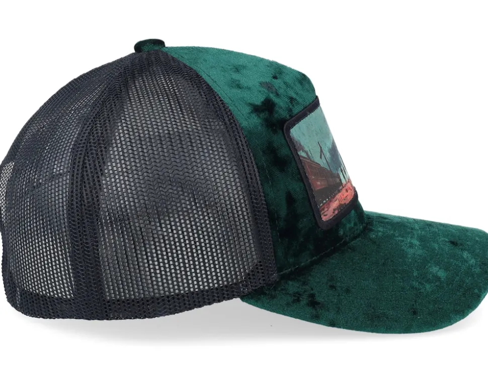 Western Outlaws & Cowboys Velvet Green/Black A-Frame Trucker - Calza Pennello