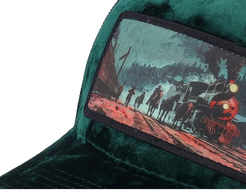 Western Outlaws & Cowboys Velvet Green/Black A-Frame Trucker - Calza Pennello