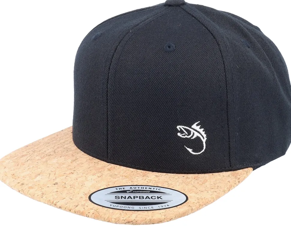 White Fish Hook Logo Black/Cork Snapback - Skillfish