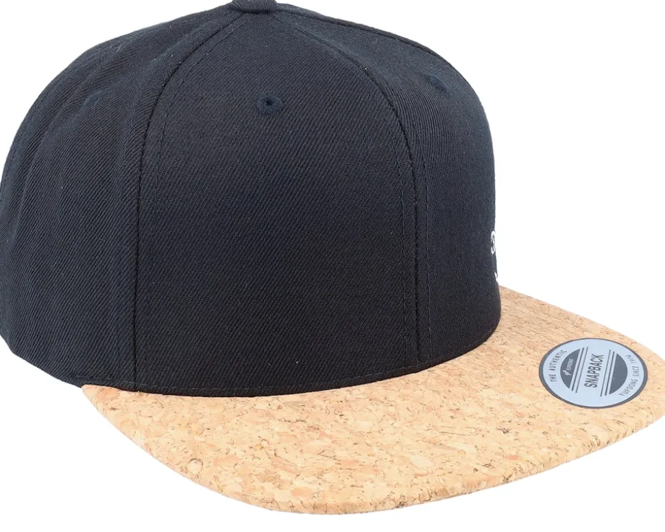 White Fish Hook Logo Black/Cork Snapback - Skillfish