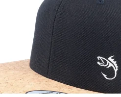 White Fish Hook Logo Black/Cork Snapback - Skillfish