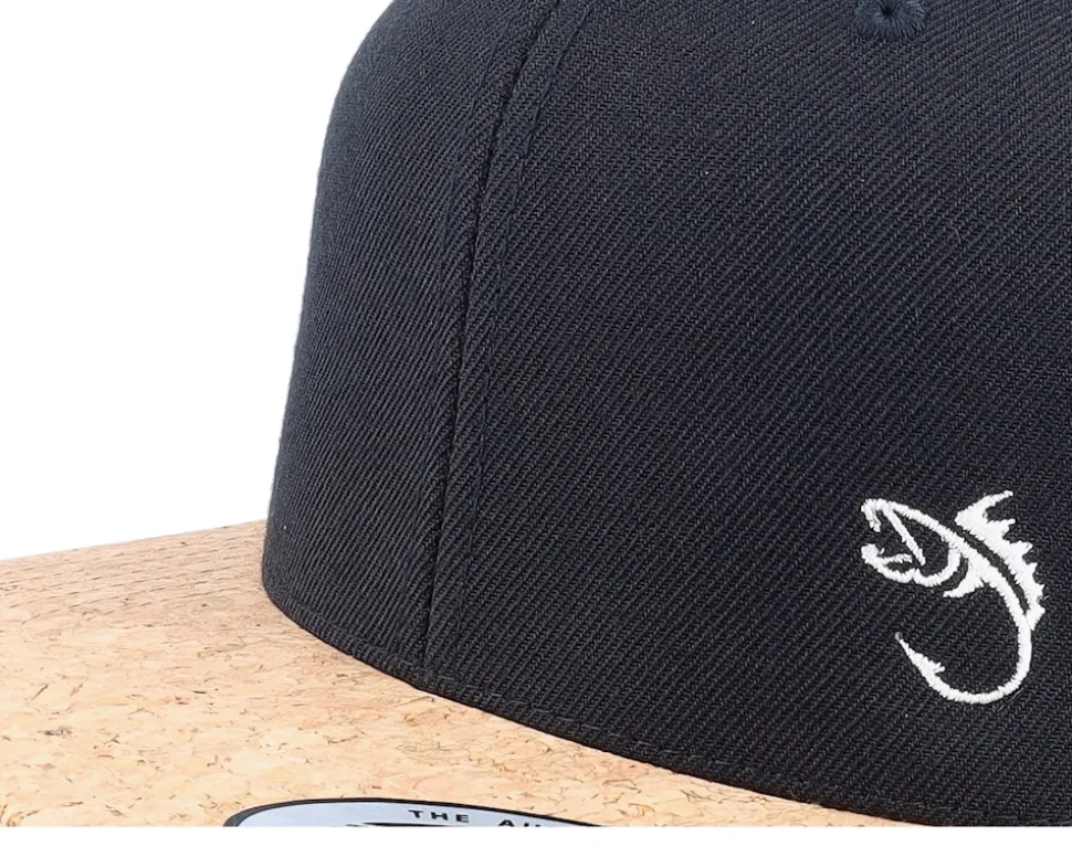 White Fish Hook Logo Black/Cork Snapback - Skillfish