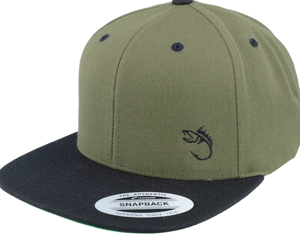 White Fish Hook Logo Black/Cork Snapback - Skillfish
