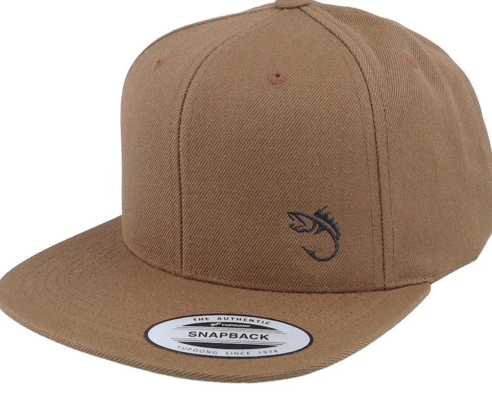 White Fish Hook Logo Black/Cork Snapback - Skillfish