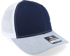 White Fish Hook Logo Navy/White/Heather Trucker - Skillfish