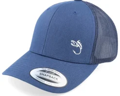 White Fish Hook Logo Navy Trucker - Skillfish