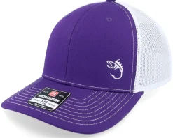 White Fish Hook Logo Purple/White Trucker - Skillfish