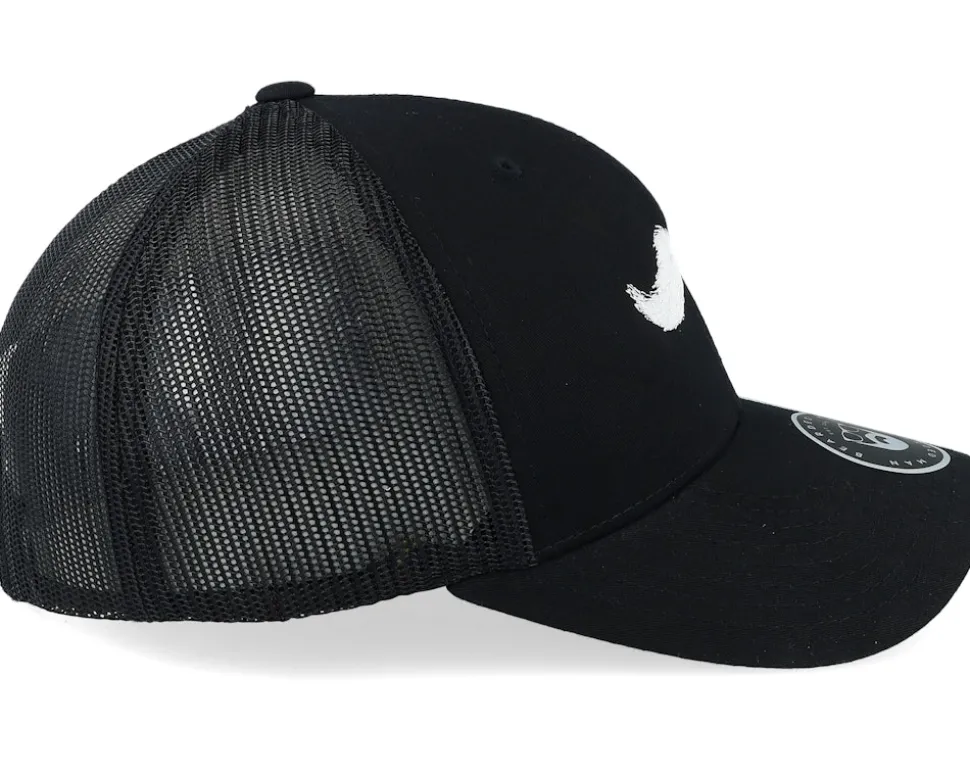 White Moustache Movember Black A-Frame Trucker - Bearded Man