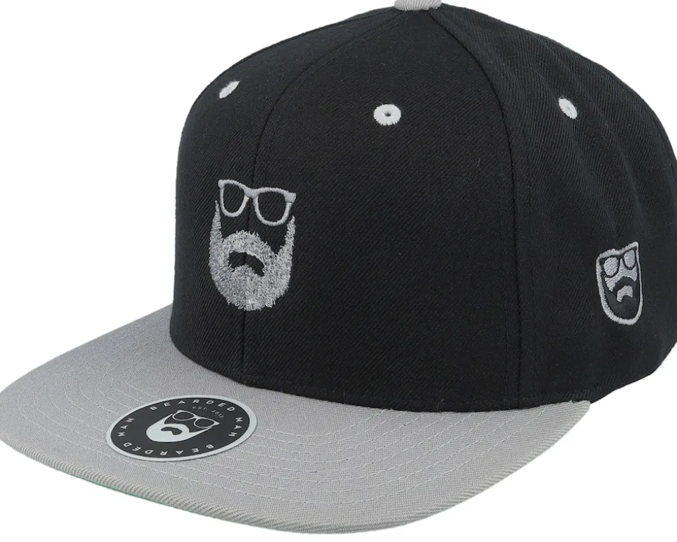 Wild Beard Movember Black/Silver Snapback - Bearded Man