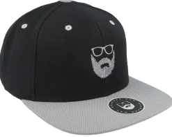 Wild Beard Movember Black/Silver Snapback - Bearded Man