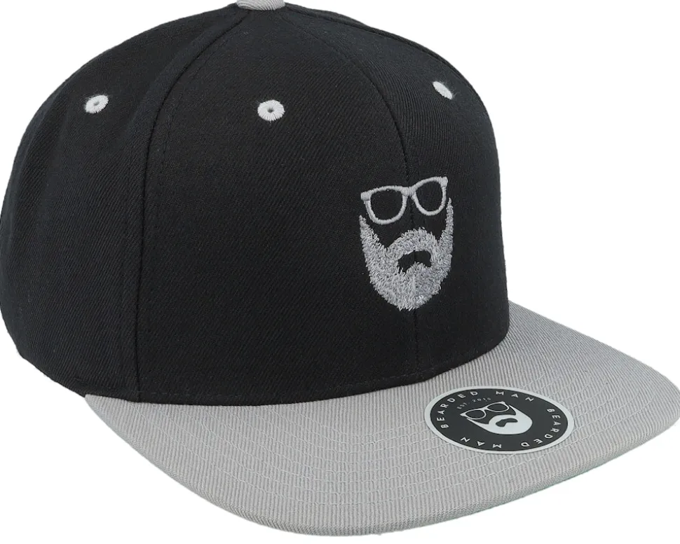 Wild Beard Movember Black/Silver Snapback - Bearded Man