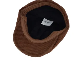Wild Corduroy Sixpence Dark Brown Flat Cap - Upfront