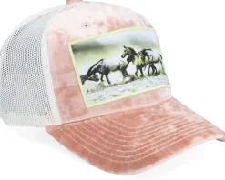 Wild Horses Velvet Peach/Ivory A-frame Trucker - Calza Pennello
