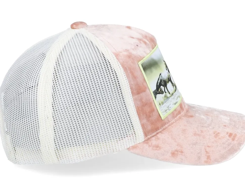 Wild Horses Velvet Peach/Ivory A-frame Trucker - Calza Pennello