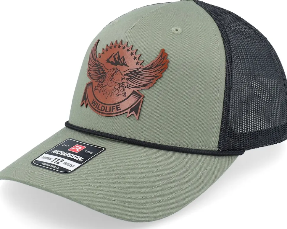 Wildlife Eagle Big Patch Black/Charcoal Rope A-Frame Trucker - Wild Spirit
