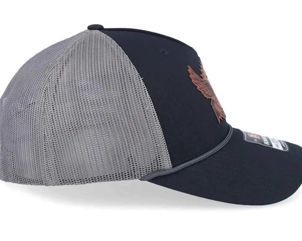 Wildlife Eagle Brown Patch Black/Charcoal Rope A-Frame Trucker - Wild Spirit