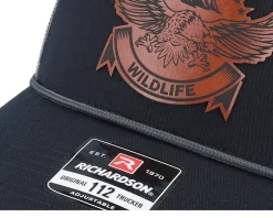 Wildlife Eagle Brown Patch Black/Charcoal Rope A-Frame Trucker - Wild Spirit