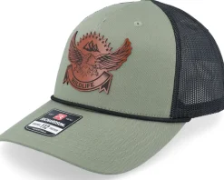 Wildlife Eagle Brown Patch Black/Charcoal Rope A-Frame Trucker - Wild Spirit