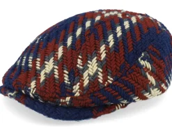 Willey Checked Sixpence Navy Flat Cap - Upfront