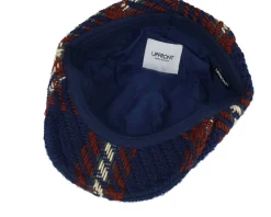 Willey Checked Sixpence Navy Flat Cap - Upfront