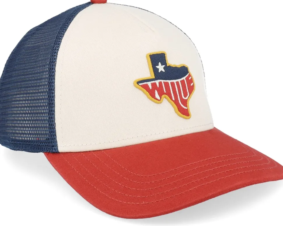 Willie Nelson Valin Navy/Ivory/Red A-Frame Trucker - American Needle