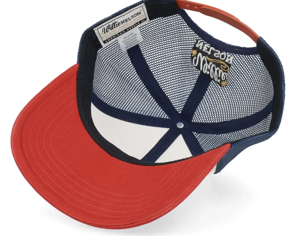 Willie Nelson Valin Navy/Ivory/Red A-Frame Trucker - American Needle