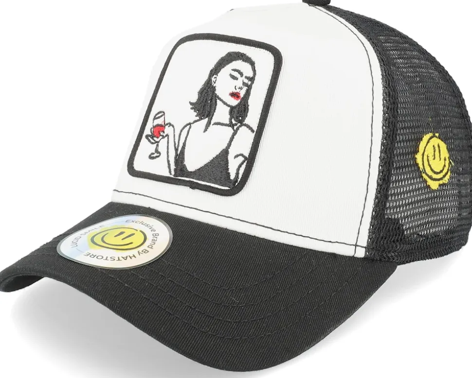Wine Girl Patch White/Black Trucker - Lucid Smile
