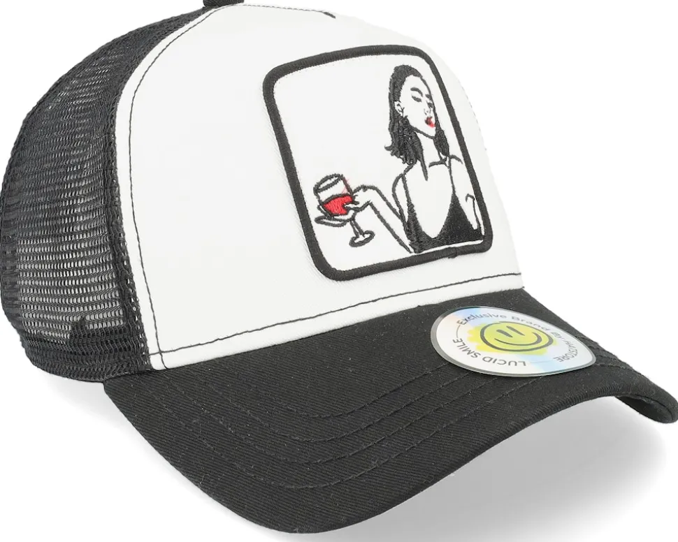 Wine Girl Patch White/Black Trucker - Lucid Smile