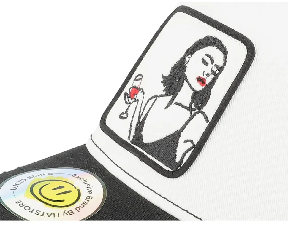 Wine Girl Patch White/Black Trucker - Lucid Smile