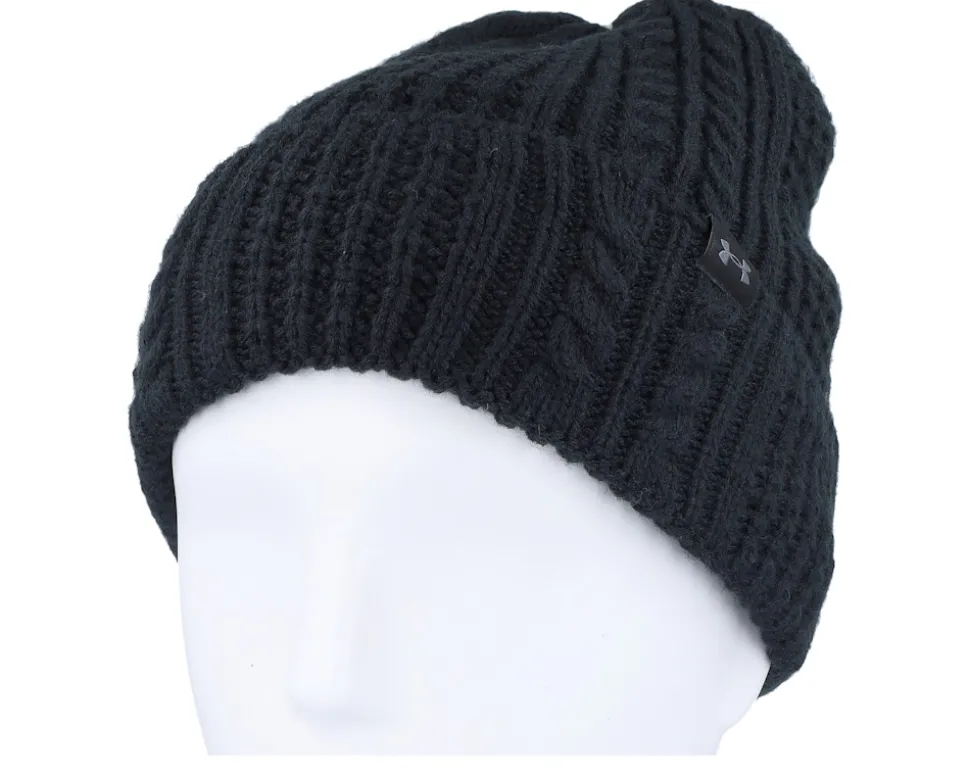 Women Halftime Cable Knit Beanie Black Cuff - Under Armour