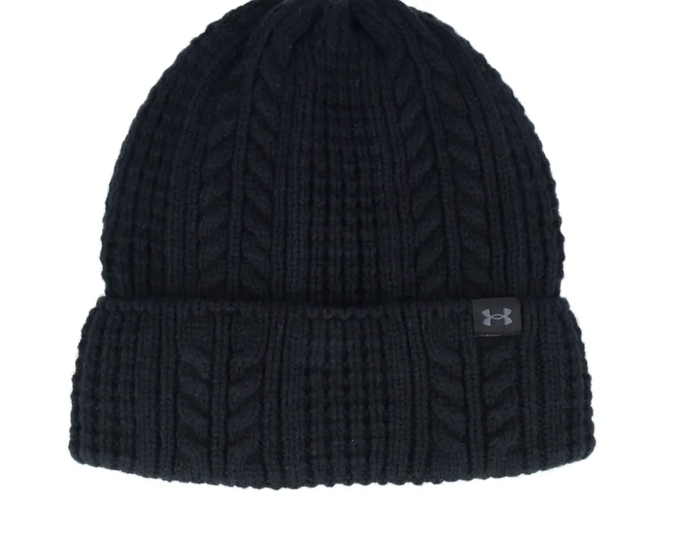 Women Halftime Cable Knit Beanie Black Cuff - Under Armour