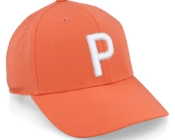 Womens P Cap Hot Coral Bright/White Adjustable - Puma