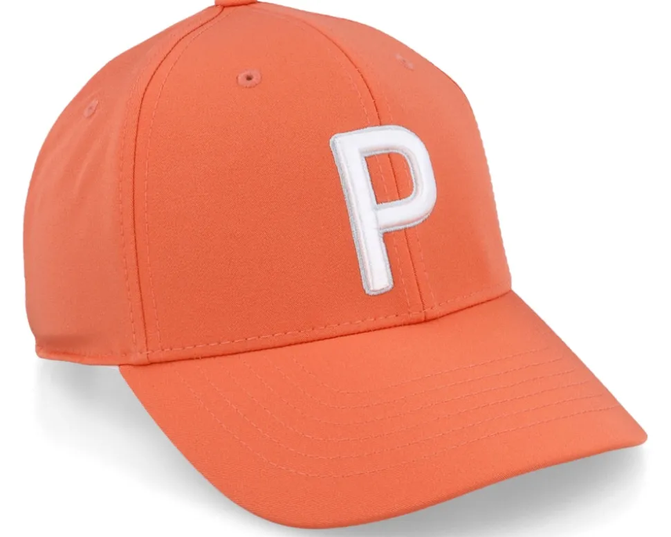 Womens P Cap Hot Coral Bright/White Adjustable - Puma