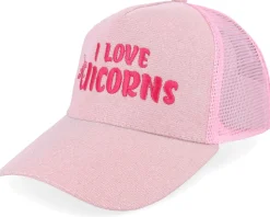 Womens Ponytail I Love Unicorns Sparkle Babypink Trucker - Unicorns