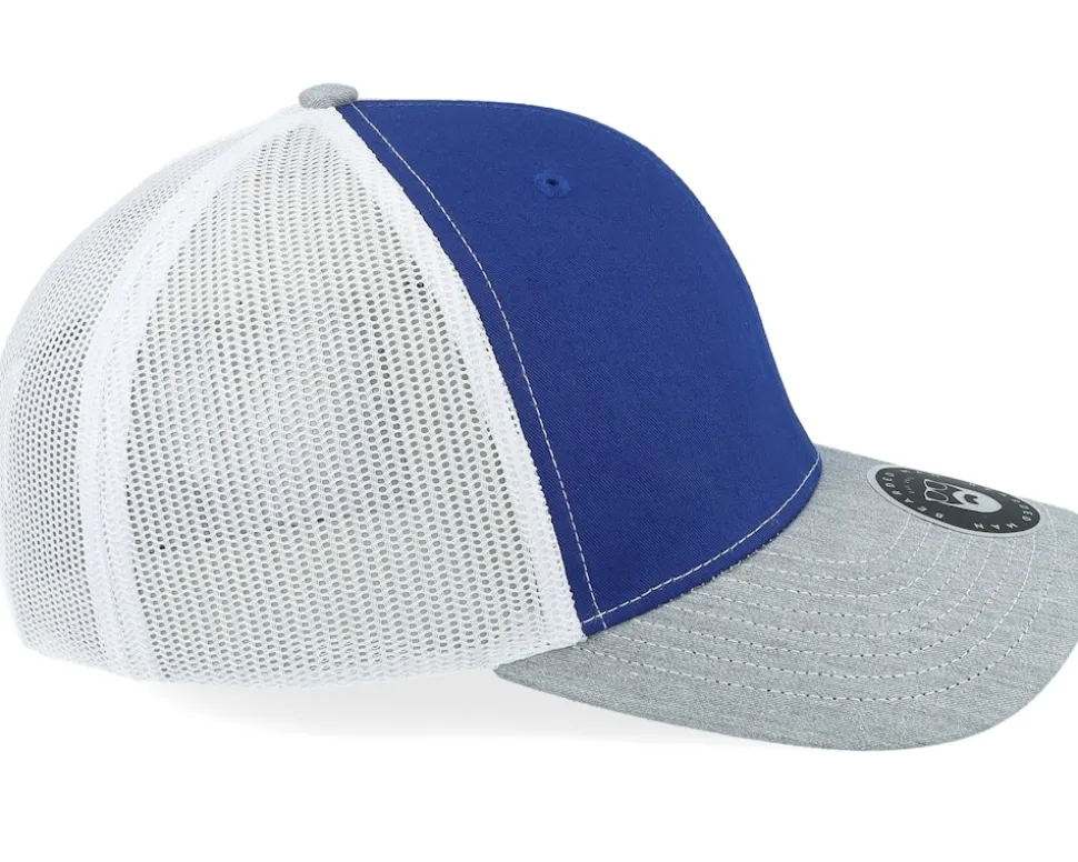 Wood Work Emblem 112 Tri Royal/White/Heather Trucker - Bearded Man