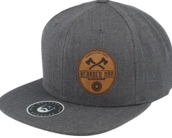 Wood Work Emblem Classic Dark Heather Grey Snapback - Bearded Man