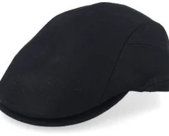 Wool Blend Black Flat Cap - Seeberger