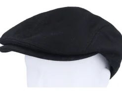 Wool Blend Black Flat Cap - Seeberger