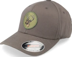 Woven Deer Circle Patch Dark Grey Flexfit - Hunter