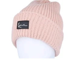 Woven Signature Cozy Beanie Dusty Rose Cuff - Karl Kani